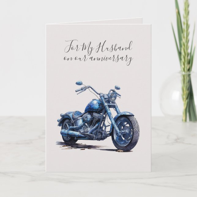 Romantisk Jag älskar dig årsdag Blå motorcykel Kort (Framsida)