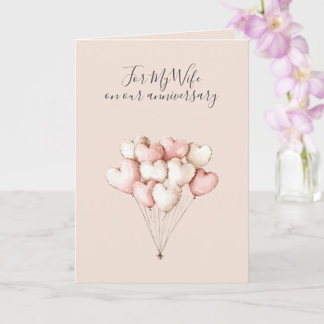 Romantisk jag älskar dig årsdag rosa hjärtan kort (Orkide)