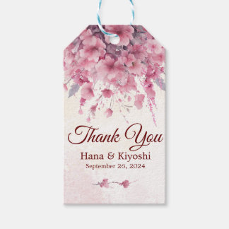 Romantisk Japansk Rosa Körsbärsblomning Presentetikett
