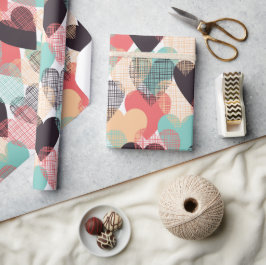 Romantisk jord Färg Hearts Wrapping Papper Presentpapper