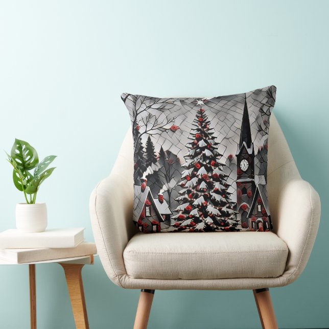 Romantisk julby Holiday Artwork Kudde (Stol)