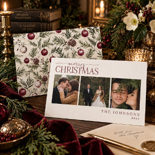 Romantisk julfotograf med tranbärsbotanik för nygi julkort