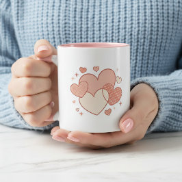 Romantisk kaffekopp med hjärtan present