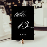 Romantisk kalligrafi, Bröllop 13, svart Bordsnummer<br><div class="desc">Bord 13. Kontrollera alla tillgängliga nummer. | Romantiskt bordsnummer och elegant med snabb kalligrafi i bröllop med monogram. Om du vill ha en mer avancerad anpassning av den här designen klickar du på BLUE DESIGN VERKTYG ovan!</div>