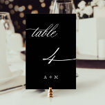 Romantisk kalligrafi, Bröllop 4, svart Bordsnummer<br><div class="desc">Bord 4. Kontrollera alla tillgängliga nummer. | Romantiskt och elegant snabbt kalligrafi bröllop bordsnummer med initialer. Om du vill ha en mer avancerad anpassning av den här designen klickar du på BLUE DESIGN VERKTYG ovan!</div>