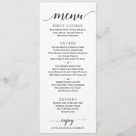 Romantisk kalligrafi Bröllop Menu | 4 x 9 | Svart Meny