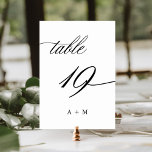 Romantisk kalligrafi Bröllop nummer 19, Bordsnummer<br><div class="desc">Bord 19. Kontrollera alla tillgängliga nummer. | Romantiskt bordsnummer och elegant med snabb kalligrafi i bröllop med monogram. Om du vill ha en mer avancerad anpassning av den här designen klickar du på BLUE DESIGN VERKTYG ovan!</div>