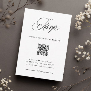 Romantisk kalligrafi Bröllop QR-kod OSA Kort
