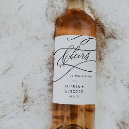 Romantisk kalligrafi Cheers Bröllop Vin-etiketter Vinflaska Etikett
