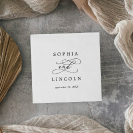 Romantisk kalligrafi | Datum för blomma i Bröllop Pappersservett