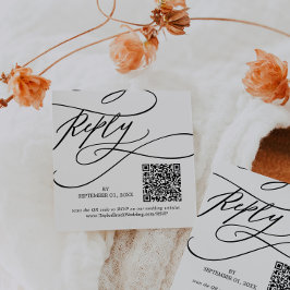 Romantisk kalligrafi, färglös QR-kodens Bröllop OS Anteckningskort