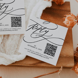 Romantisk kalligrafi flourish QR-kod bröllop RSVP Tilläggskort
