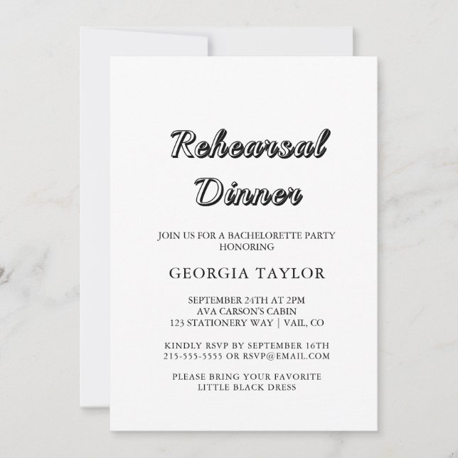 Romantisk kalligrafi | Flourish Rehearsal Dinner  Inbjudningar (Framsida)