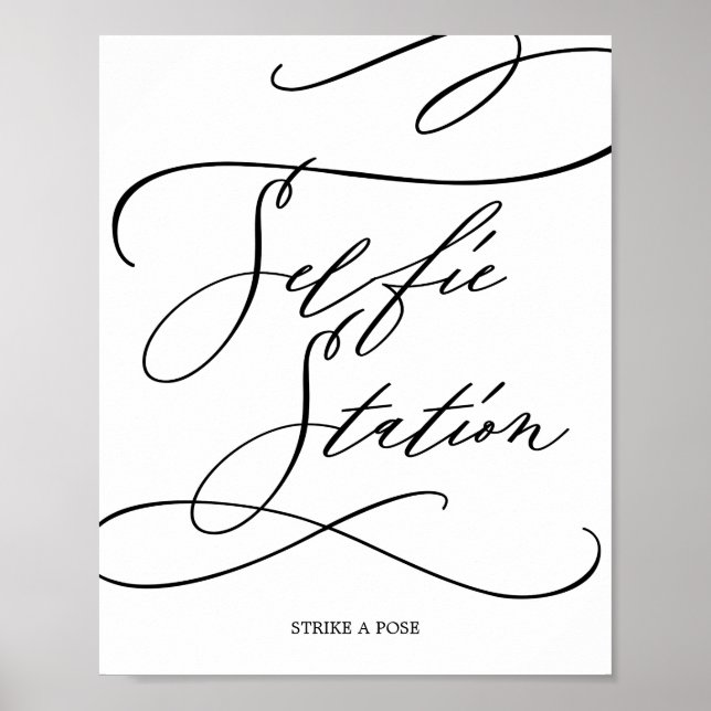 Romantisk Kalligrafi Flourish Selfie Station skylt (Framsidan)