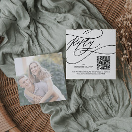 Romantisk kalligrafi Foto QR-kodkod Bröllop OSA Tilläggskort