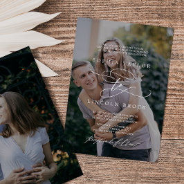 Romantisk kalligrafi Fotoöverlägg Forme Bröllop Inbjudningar