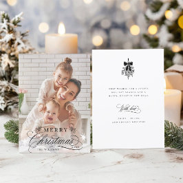 Romantisk kalligrafi God jul Photo Flat Julkort