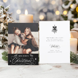 Romantisk kalligrafi God jul Photo Flat Julkort