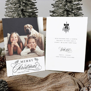 Romantisk kalligrafi God jul Photo Flat Julkort