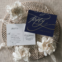 Romantisk kalligrafi Guld Foil Navy Blue Meal OSA