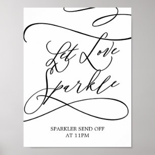 Romantisk kalligrafi Låt Kärlek Gnistra underteckn Poster