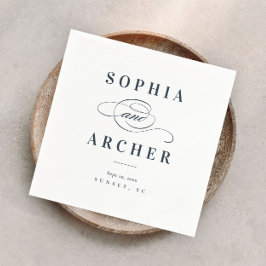 Romantisk kalligrafi, marinblå Elegant bröllop Pappersservett