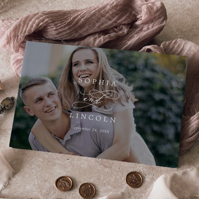 Romantisk kalligrafi Monogram Mörk Photo Bröllop Gästböcker (Skapare uppladdad)