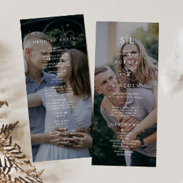 Romantisk kalligrafi Monogram Mörk Photo Bröllop Program