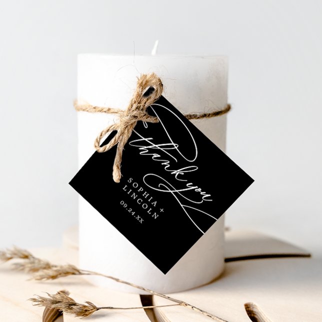 Romantisk kalligrafi Mörk Black Bröllop Tack Gåvor Etiketter (Skapare uppladdad)