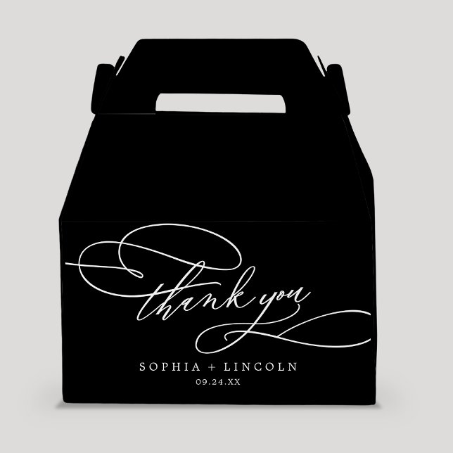 Romantisk kalligrafi Mörk Black Tack Bröllop Presentaskar (Skapare uppladdad)