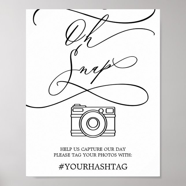 Romantisk kalligrafi Oh Snap Sign Poster (Framsidan)