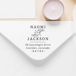 Romantisk kalligrafi par Bröllop Returadress Självfärgande Stämpel