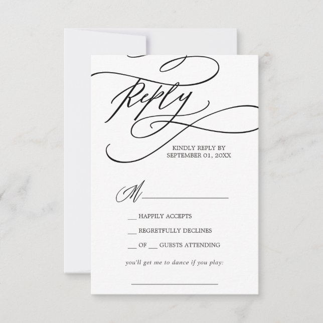 Romantisk kalligrafi Sång Request OSA kort (Framsida)