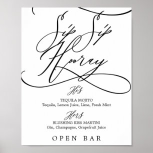 Romantisk kalligrafi Sip Sip Hooray Bröllop Pub Poster