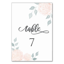 Romantisk kalligrafi, vattenfärg ro bordsnummer