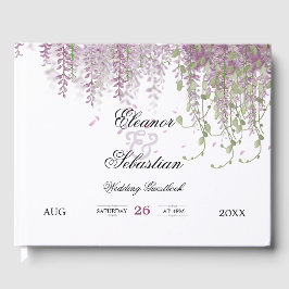 Romantisk kalligrafi Wisteria lila bröllop Gästböcker