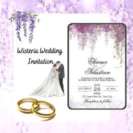 Romantisk kalligrafi Wisteria lila bröllop Inbjudningar