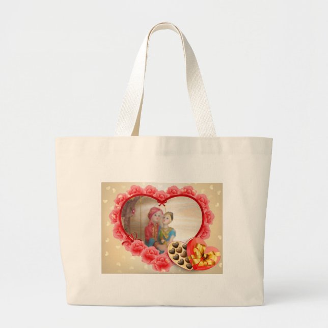 Romantisk Kärlek Heart Art-utskrift Jumbo Tygkasse (Framsidan)