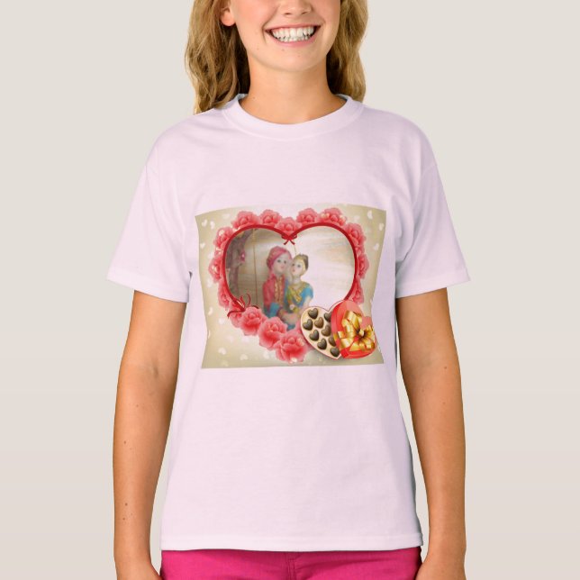Romantisk Kärlek Heart Art-utskrift Tee Shirt (Framsida)