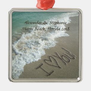 Romantisk kärlek på strandjulprydnaden julgransprydnad metall