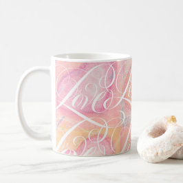 Romantisk KÄRLEK Rosa Alla hjärtans dag Lettering Kaffemugg