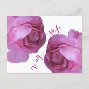 Romantisk kärlek till fru vackra rosa rosor blommi vykort