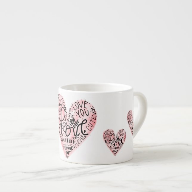 Romantisk Kärlek Typografi Hjärta Espressomugg (Framsida höger)