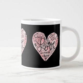 Romantisk Kärlek Typografi Hjärta Jumbo Mugg