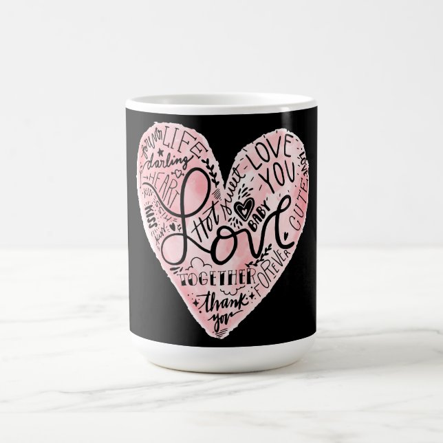 Romantisk Kärlek Typografi Hjärta Kaffemugg (Center)