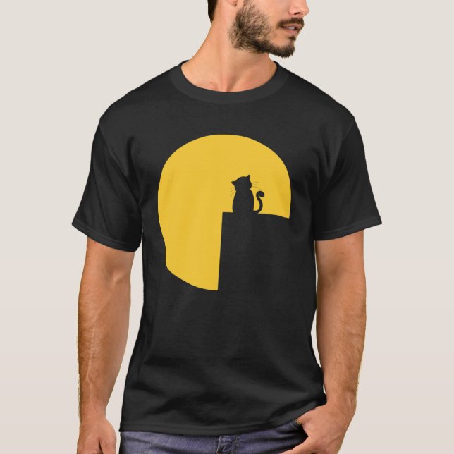 Romantisk katt fullmåne 1 t shirt (Framsida)