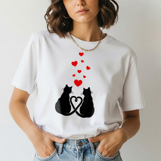 Romantisk kattälskare T-shirt | Alla hjärtans dag-