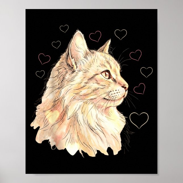 Romantisk Kattvalentin Med Mjukt Hjärta För Par Poster (Framsidan)