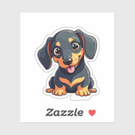 Romantisk Kawaii Dachshund Valp – Pastelldesign Klistermärken