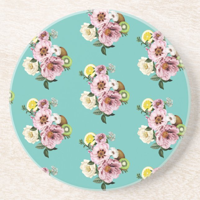 Romantisk kiwi, citron och peony mönster underlägg (Framsidan)